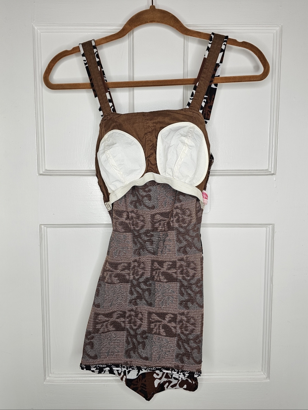 VTG 50s Kerrybrooke Abstract Print Knit Swimsuit - Picture 7 of 11
